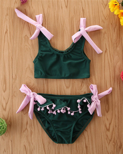 Strój kąpielowy dwuczęściowy bikini dla dziewczynek z kokardkami