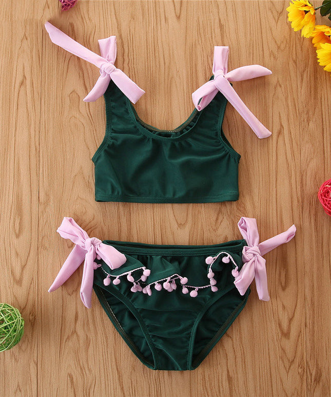 Strój kąpielowy dwuczęściowy bikini dla dziewczynek z kokardkami