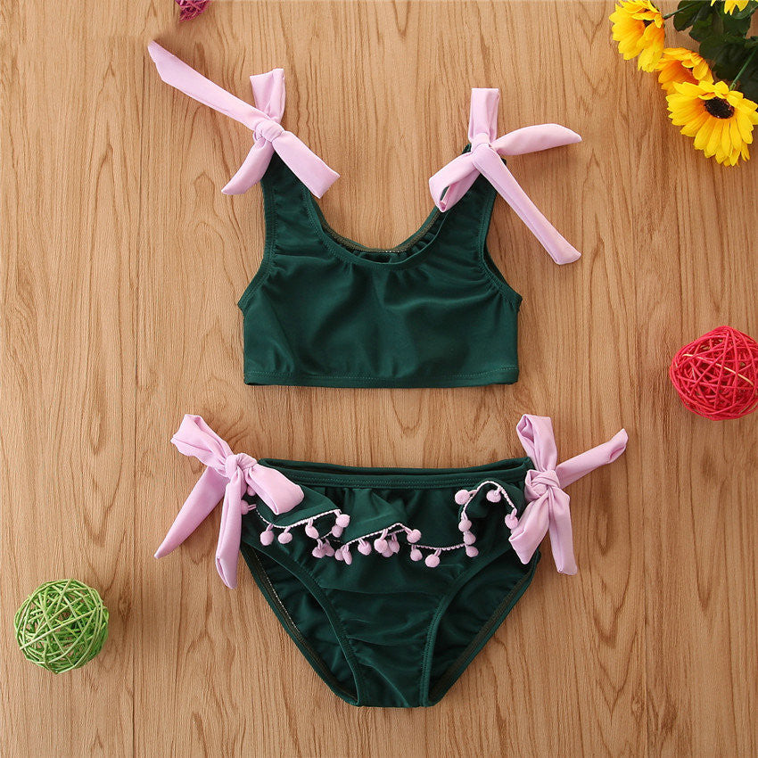 Strój kąpielowy dwuczęściowy bikini dla dziewczynek z kokardkami