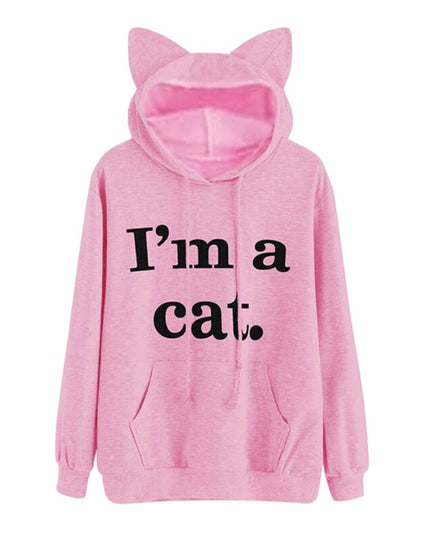 Damska bluza z kapturem z uszami kota