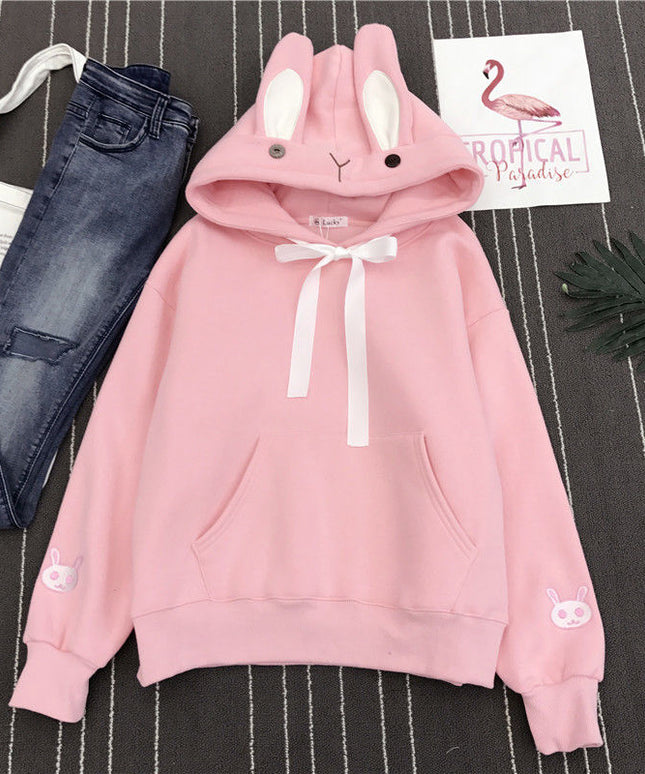Damska bluza z kapturem z uszami królika