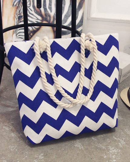 Torba plażowa z plecionymi ramiączkami w zygzaki