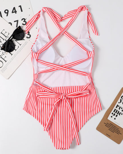 Jednoczęściowy strój kąpielowy monokini w paski