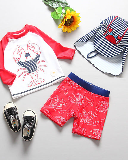 Kostium kąpielowy 3-częściowy dla niemowląt ze wzorem homara