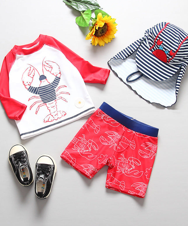 Kostium kąpielowy 3-częściowy dla niemowląt ze wzorem homara