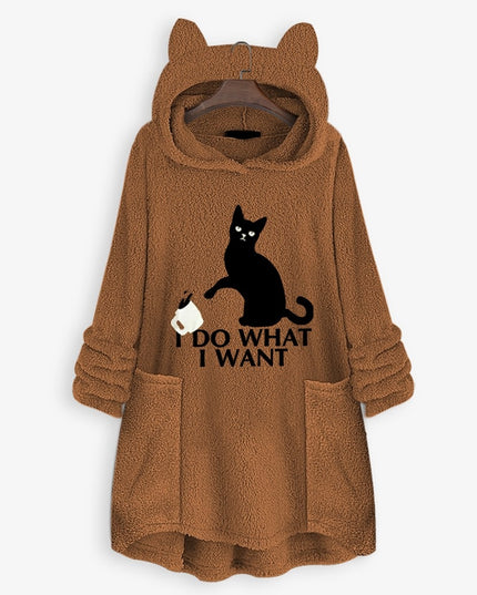 Damska bluza polarowa z kapturem o długości tuniki