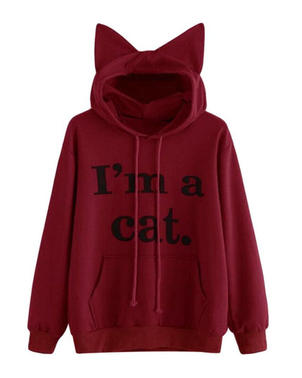 Damska bluza z kapturem z uszami kota
