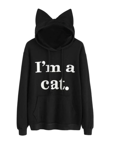 Damska bluza z kapturem z uszami kota
