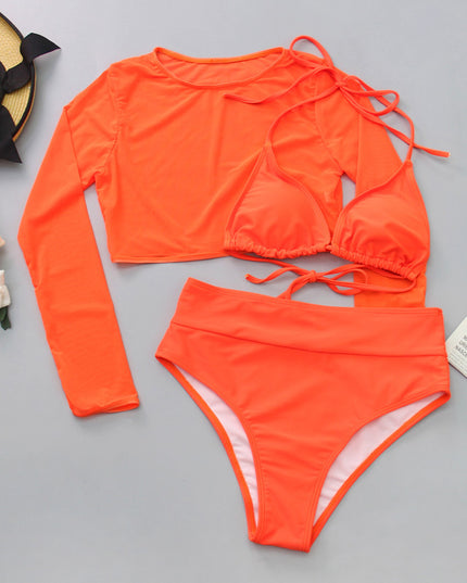 Damski dwuczęściowy strój kąpielowy bikini z siateczkowym topem