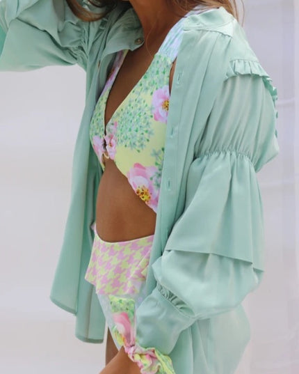 Jednoczęściowy strój kąpielowy monokini pastelowe letnie kolory