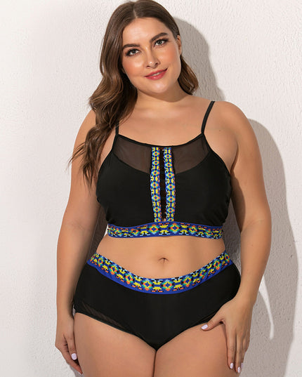 Dwuczęściowy strój kąpielowy plus size na cienkich ramiączkach