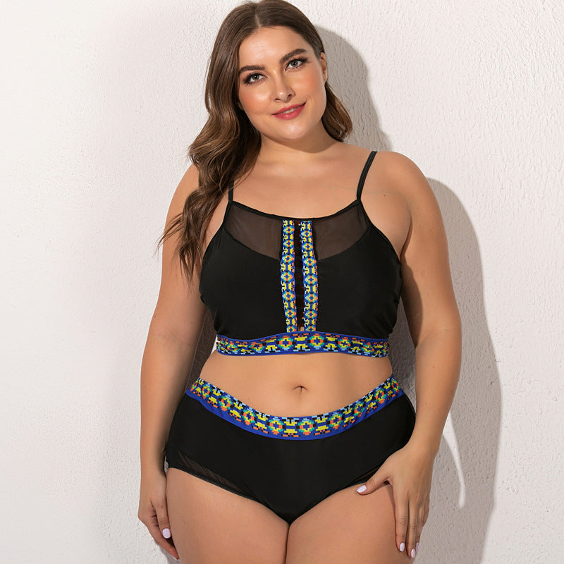 Dwuczęściowy strój kąpielowy plus size na cienkich ramiączkach
