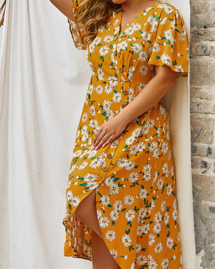 Sukienka plus size z rozcięciem