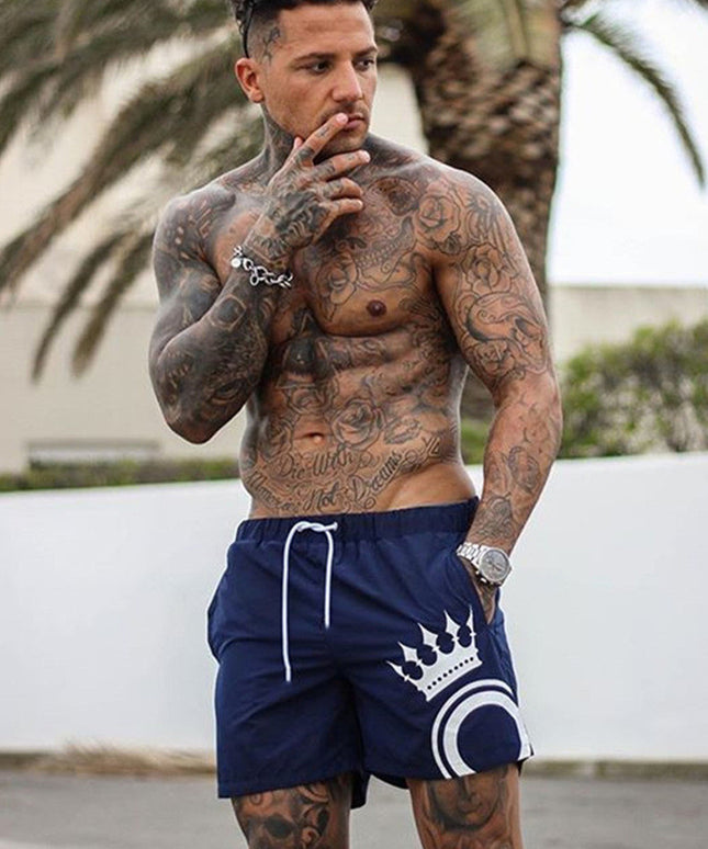 Męskie szorty kąpielowe z nadrukiem korony