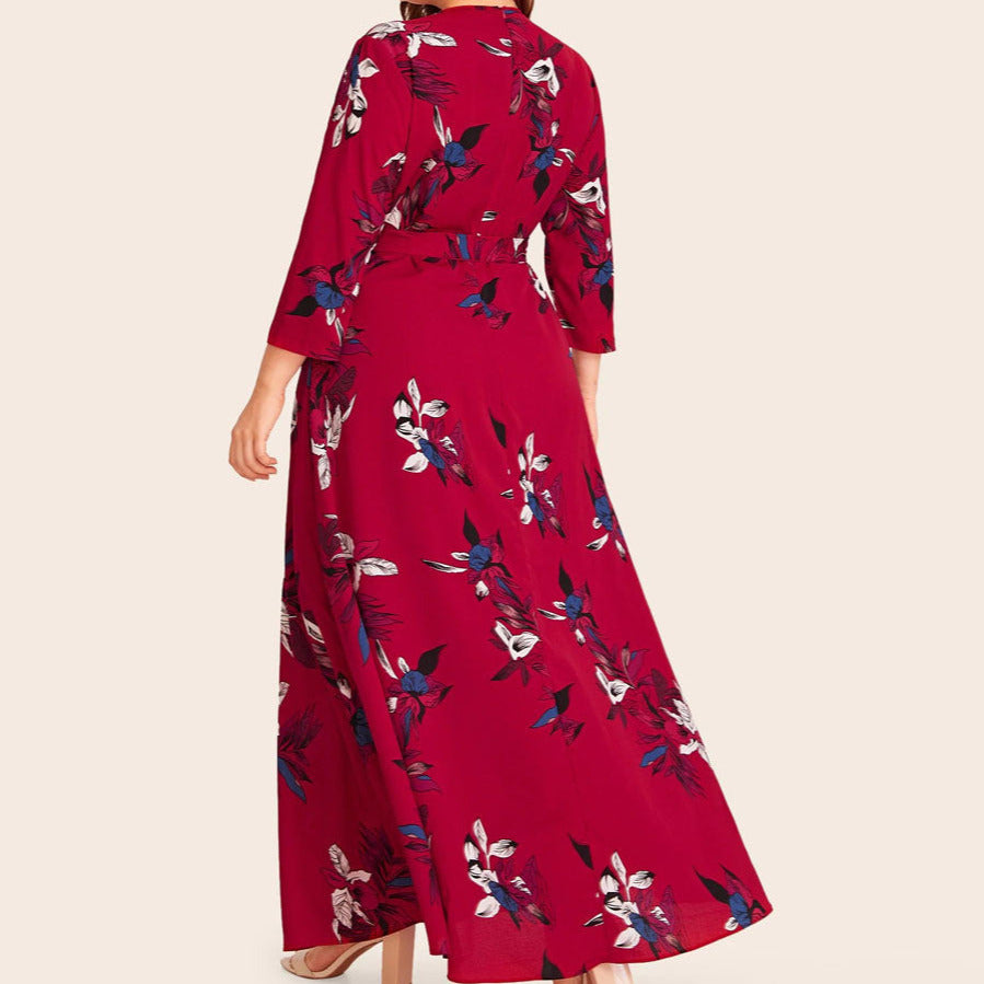 Sukienka plus size maxi w kwiaty