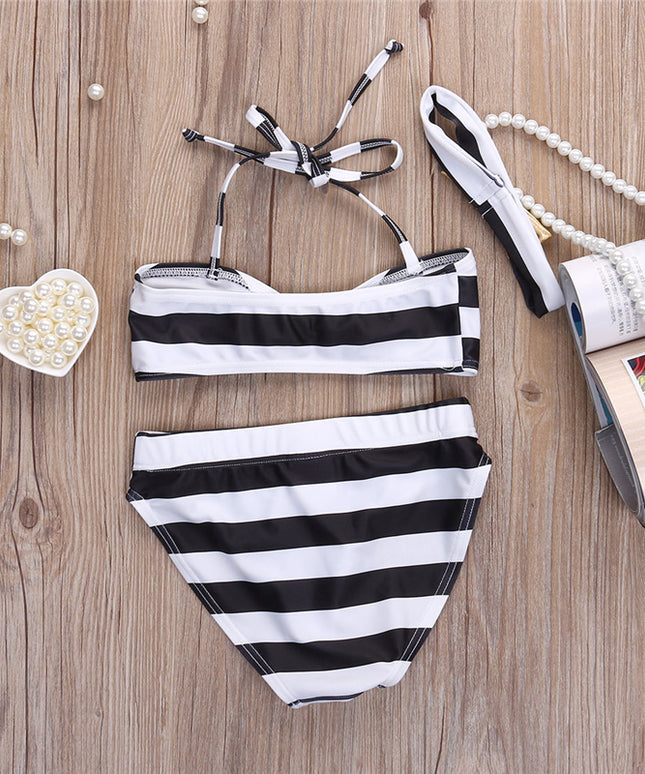 Dwuczęściowy strój kąpielowy bikini dla niemowląt w paski
