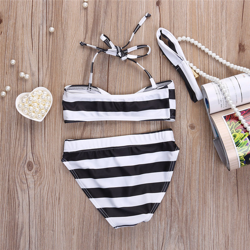 Dwuczęściowy strój kąpielowy bikini dla niemowląt w paski