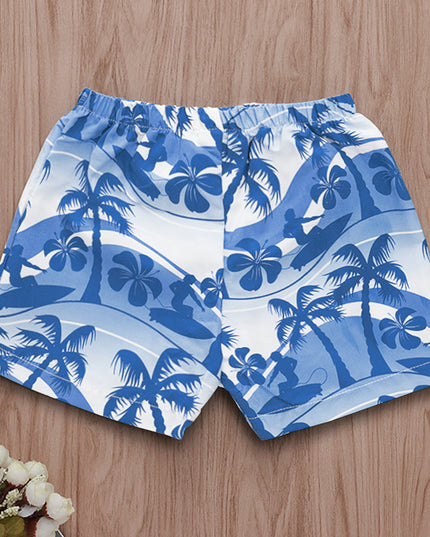 Kąpielówki dla niemowląt w plażowe wzory z wiązaniem