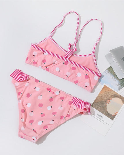 Dwuczęściowy strój kąpielowy bikini dla dziewczynek z falbanką