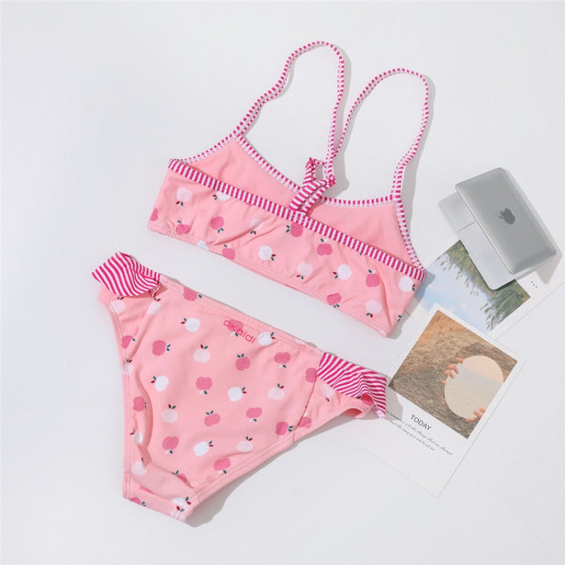 Dwuczęściowy strój kąpielowy bikini dla dziewczynek z falbanką