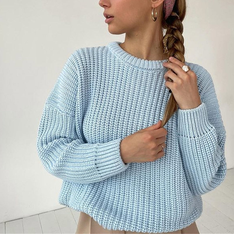 Damski sweter dziergany o kroju oversize