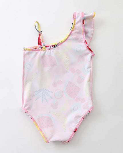 Jednoczęściowy strój kąpielowy dla niemowląt w owoce z falbankami