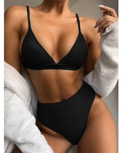 Damski dwuczęściowy strój kąpielowy bikini z wysokim stanem