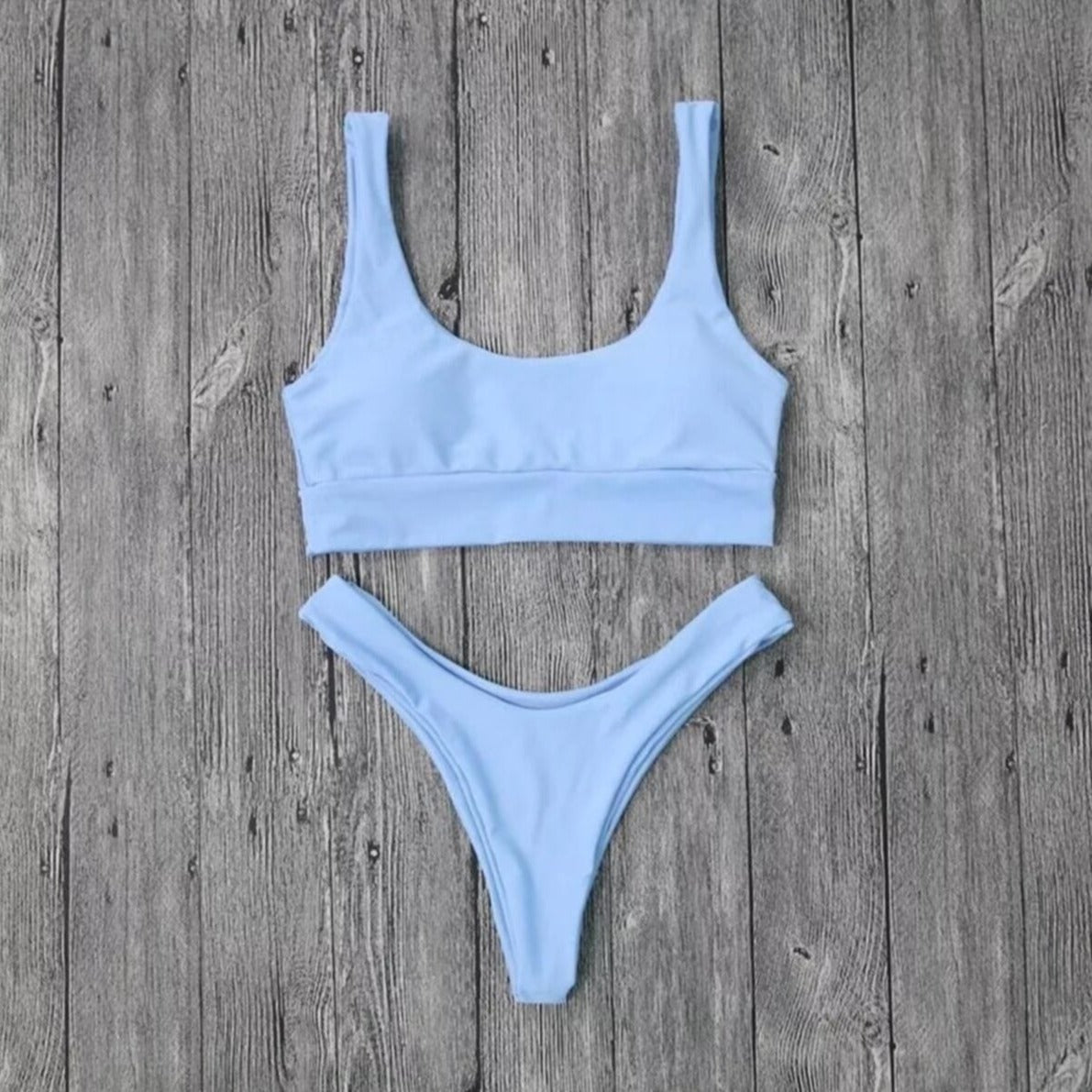 Damski dwuczęściowy strój kąpielowy bikini niebieski