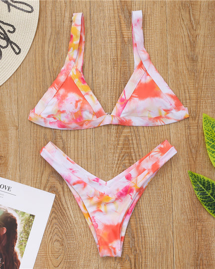 Damski dwuczęściowy strój kąpielowy bikini we wzór Tie Dye
