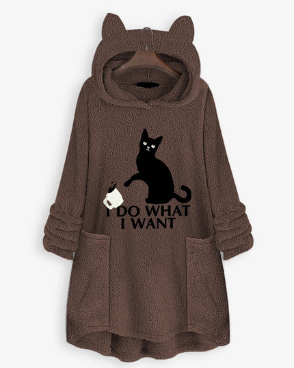 Damska bluza polarowa z kapturem o długości tuniki