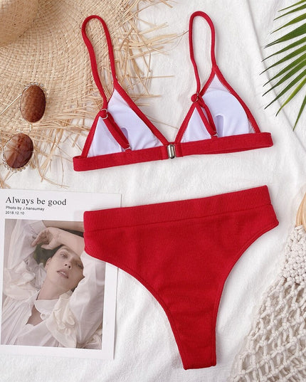 Damski dwuczęściowy strój kąpielowy bikini z wysokim stanem