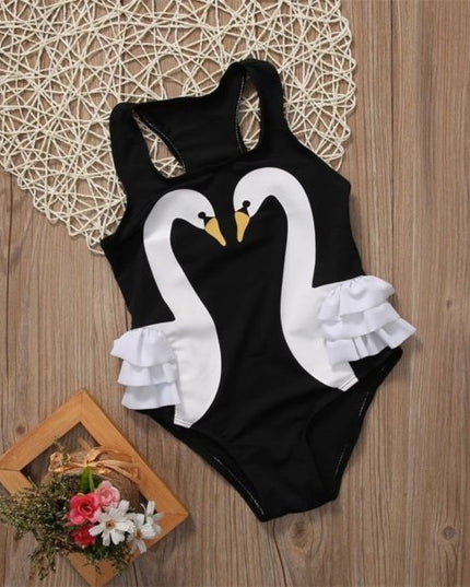 Jednoczęściowy strój kąpielowy dla dziewczynki z motywem łabędzi