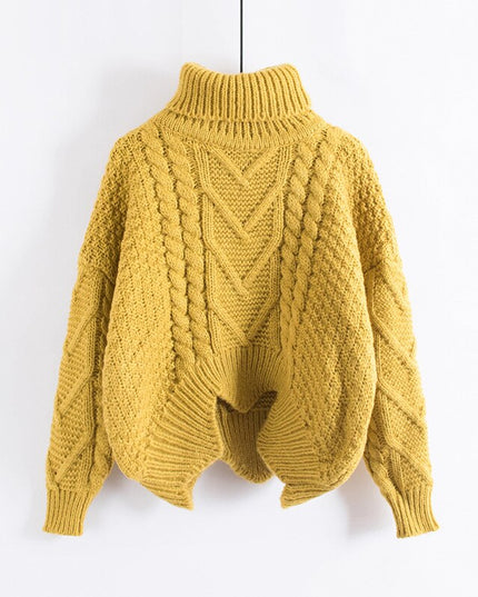 Damski sweter dziergany z golfem oversize