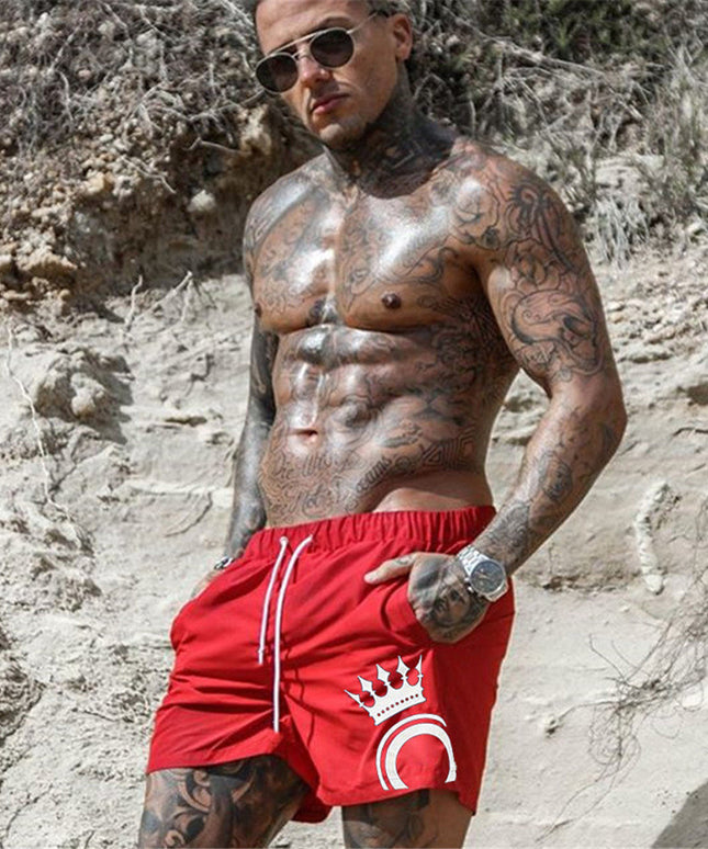 Męskie szorty kąpielowe z nadrukiem korony