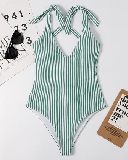 Jednoczęściowy strój kąpielowy monokini w paski