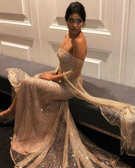 Sukienka maxi wieczorowa błyszcząca