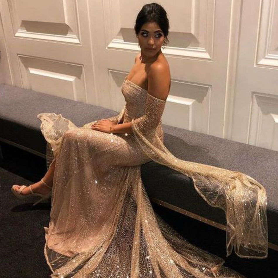 Sukienka maxi wieczorowa błyszcząca