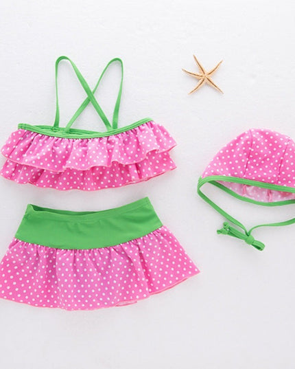 Strój kąpielowy dwuczęściowy bikini dla dziewczynki ze spódniczką
