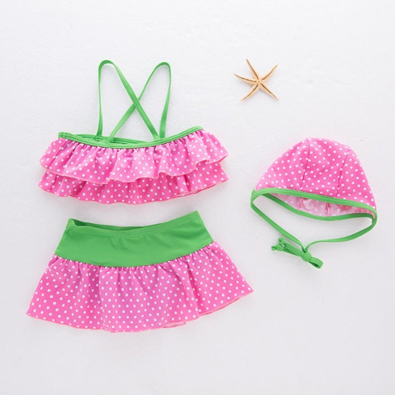 Strój kąpielowy dwuczęściowy bikini dla dziewczynki ze spódniczką