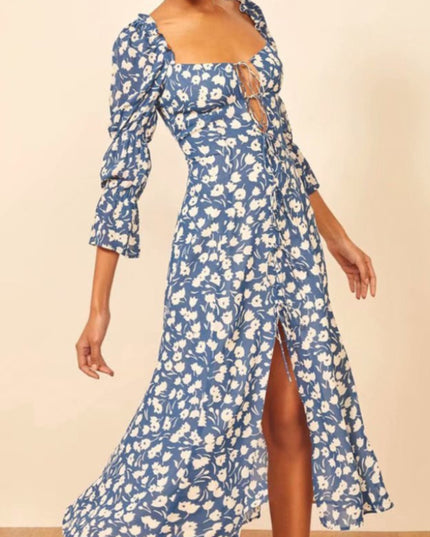 Sukienka maxi letnia z wiązanym dekoltem