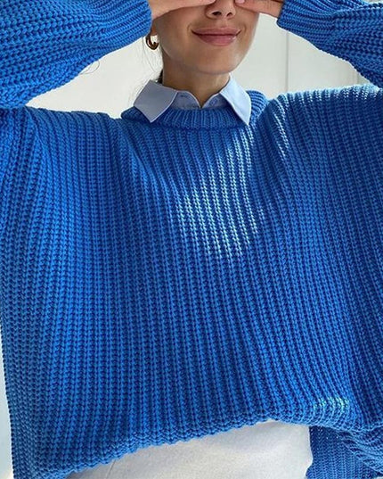 Damski sweter dziergany o kroju oversize