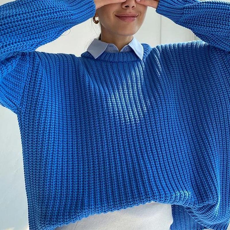 Damski sweter dziergany o kroju oversize