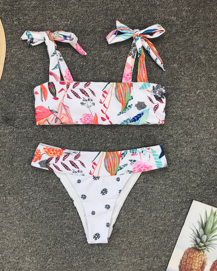 Damski dwuczęściowy strój kąpielowy bikini z wiązaniem na ramionach