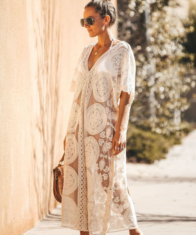 Damska tunika plażowa prześwitująca