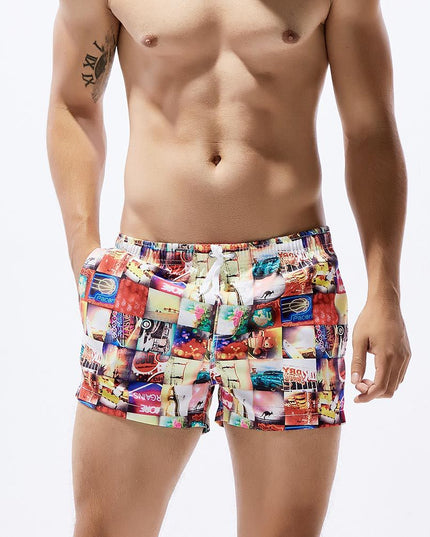 Męskie szorty kąpielowe z kolorowym nadrukiem