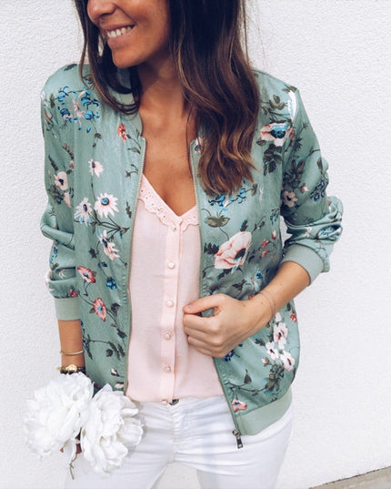 Damska kurtka przejściowa we wzór kwiatów