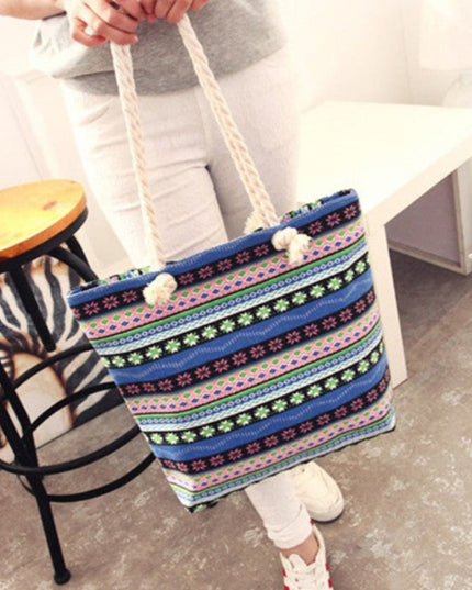 Torba plażowa z plecionymi ramiączkami