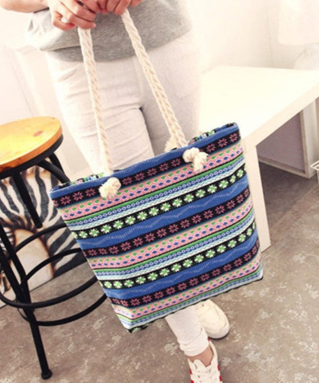 Torba plażowa z plecionymi ramiączkami