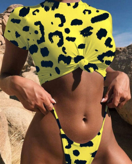 Dwuczęściowy komplet kąpielowy tankini z ozdobnym wiązaniem