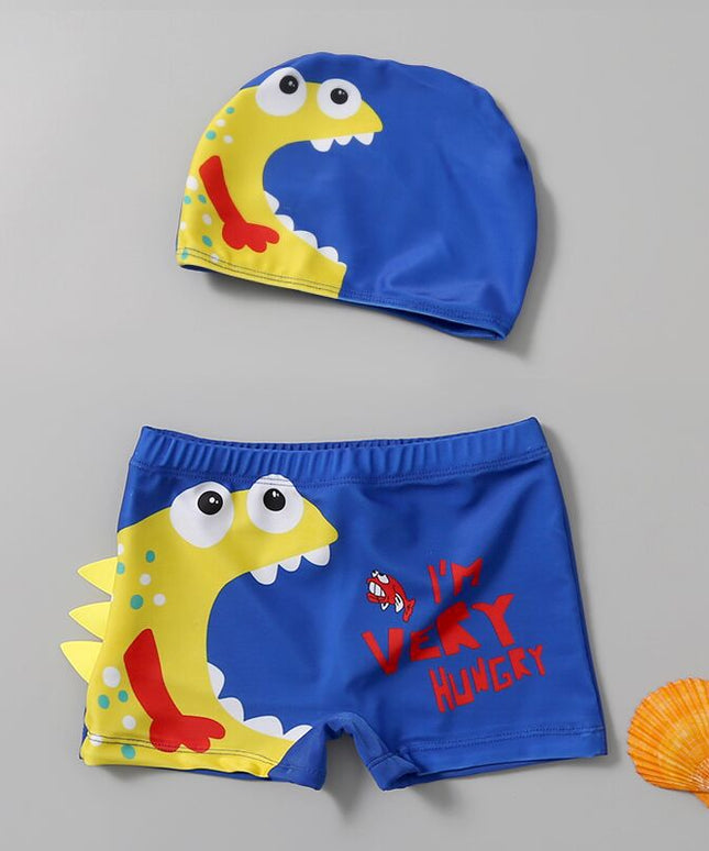 Kąpielówki dla chłopca w zwierzątka z czepkiem